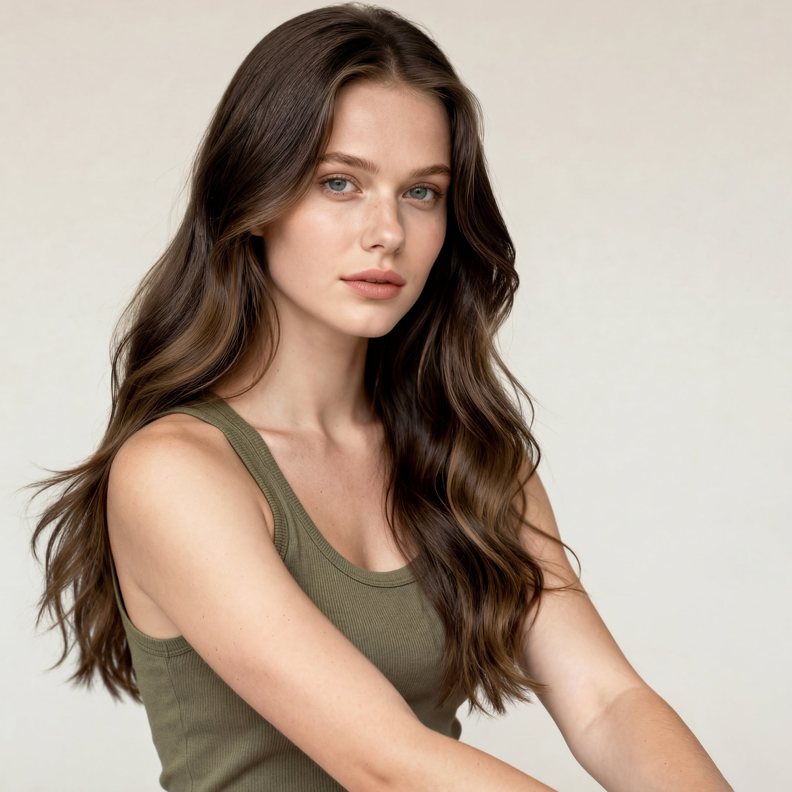 Invisible Clip In - Dark Chocolate Brown Balayage 1A+4