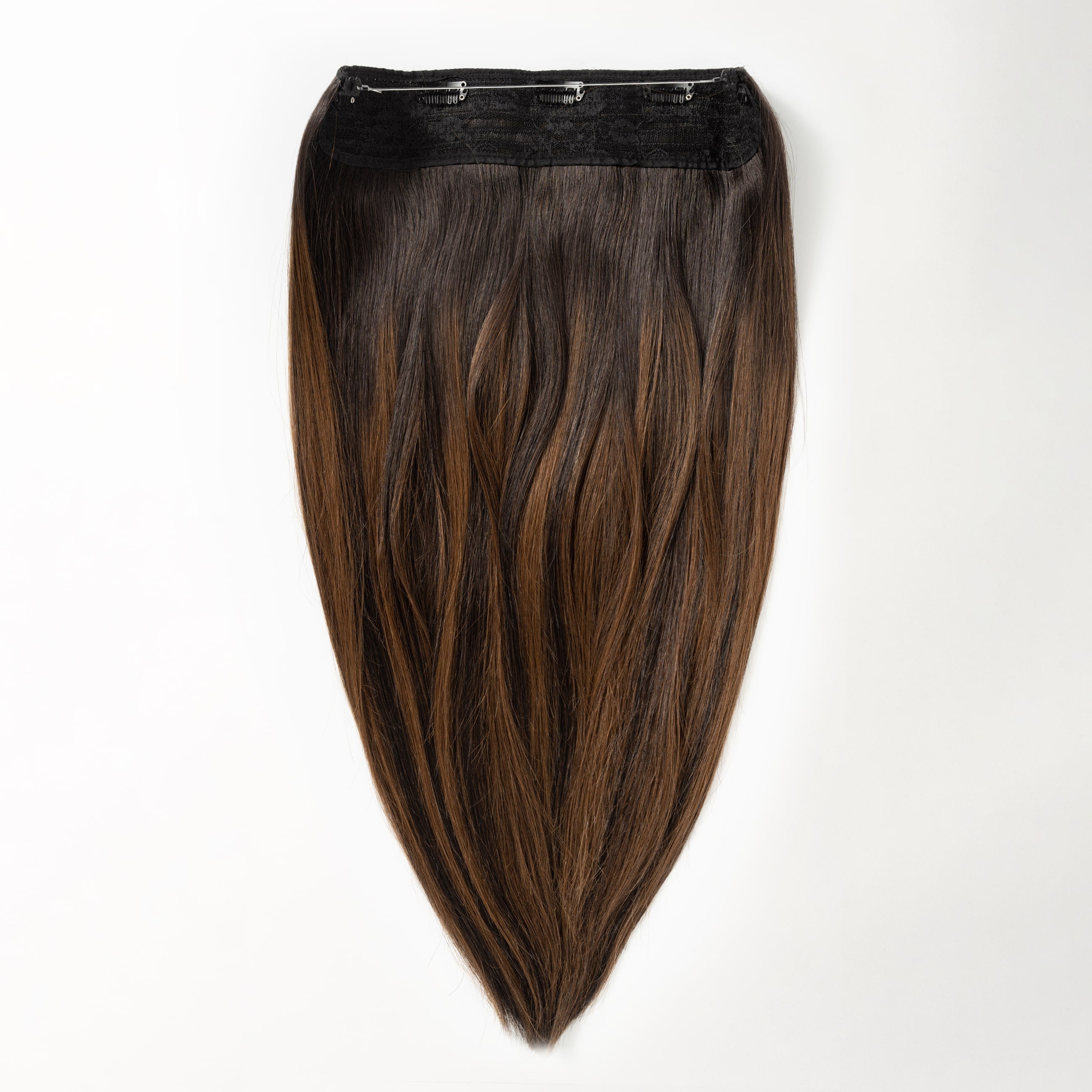 Halo extensions - Dark Chocolate Brown Balayage 1A+4
