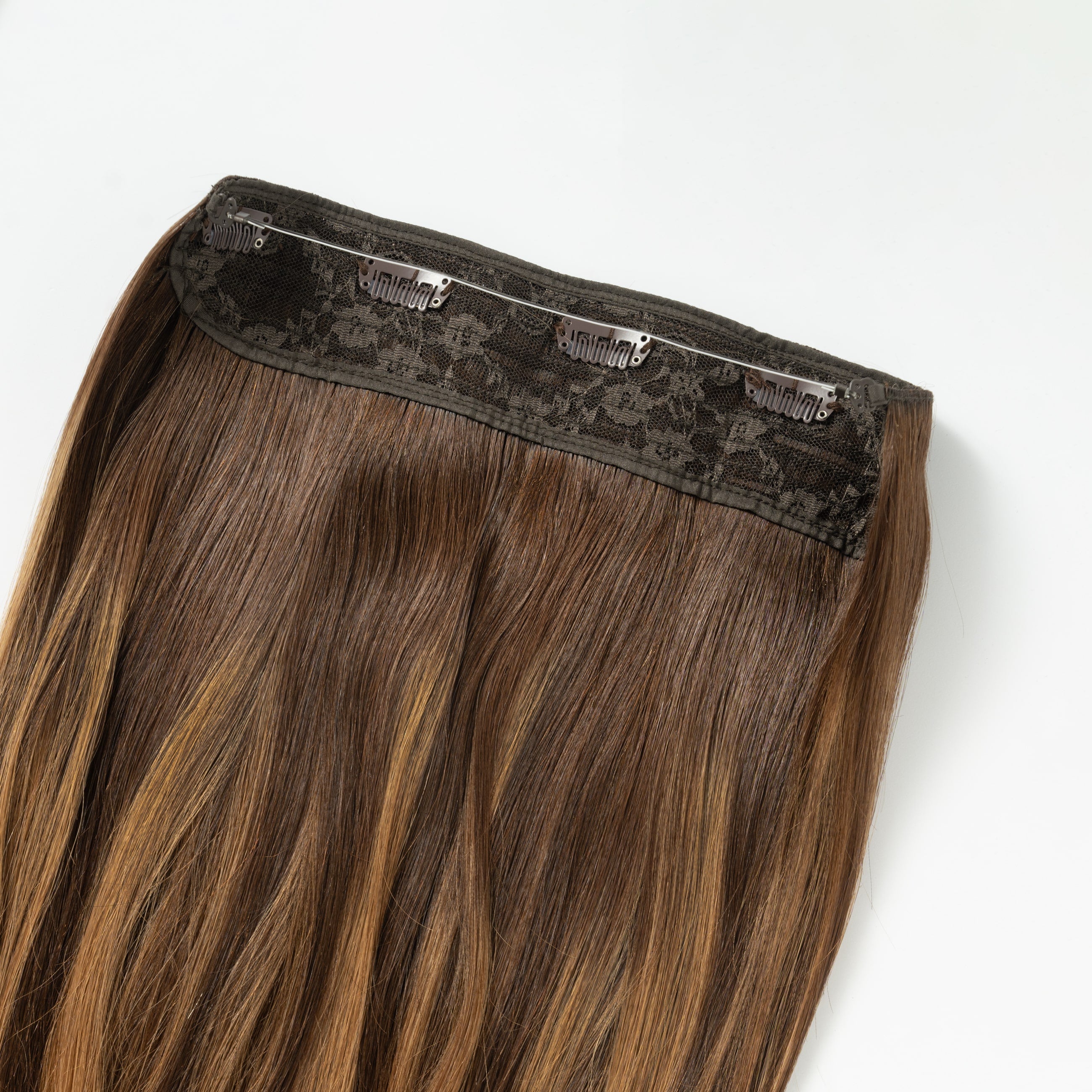 Halo extensions - Warm Brown Balayage 2+7