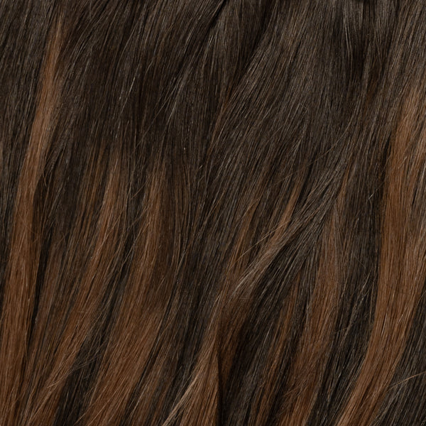 Invisible Clip In - Dark Chocolate Brown Balayage 1A+4